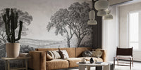 Classic Vintage River City Wall mural for modern living room.