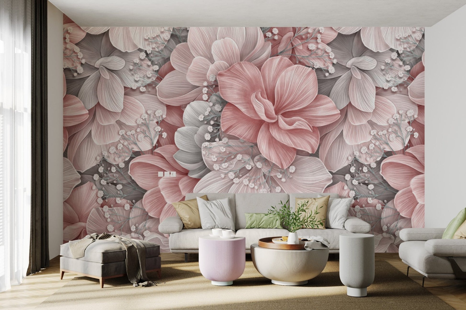 Romantic Blush Floral Wallpaper - Wallanza