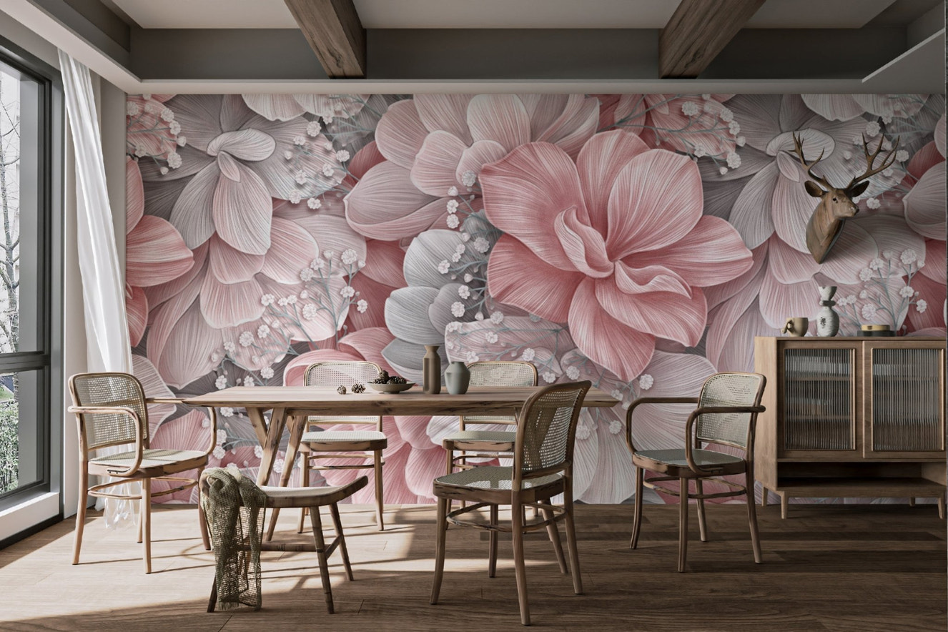 Romantic Blush Floral Wallpaper - Wallanza