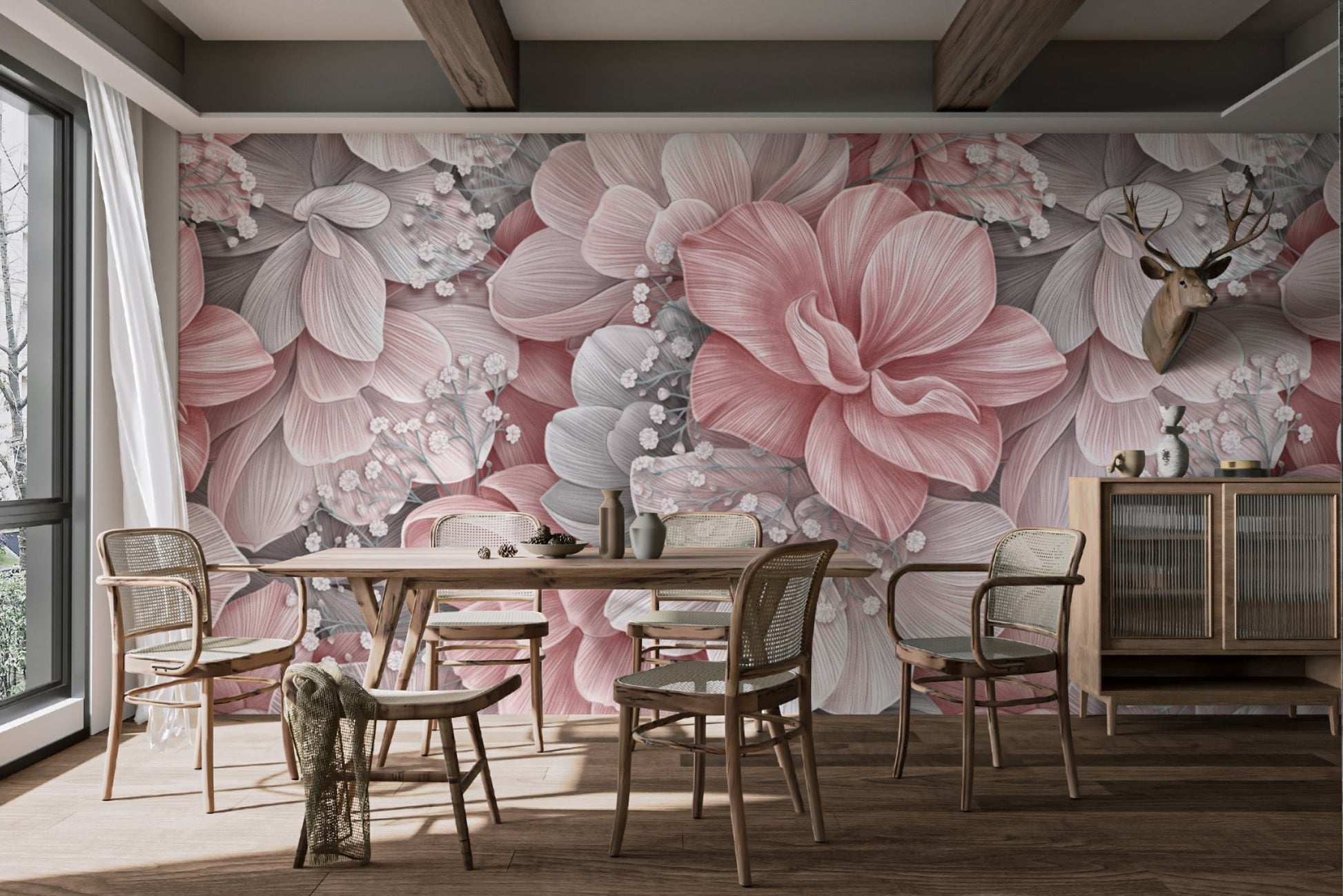Romantic Blush Floral Wallpaper - Wallanza