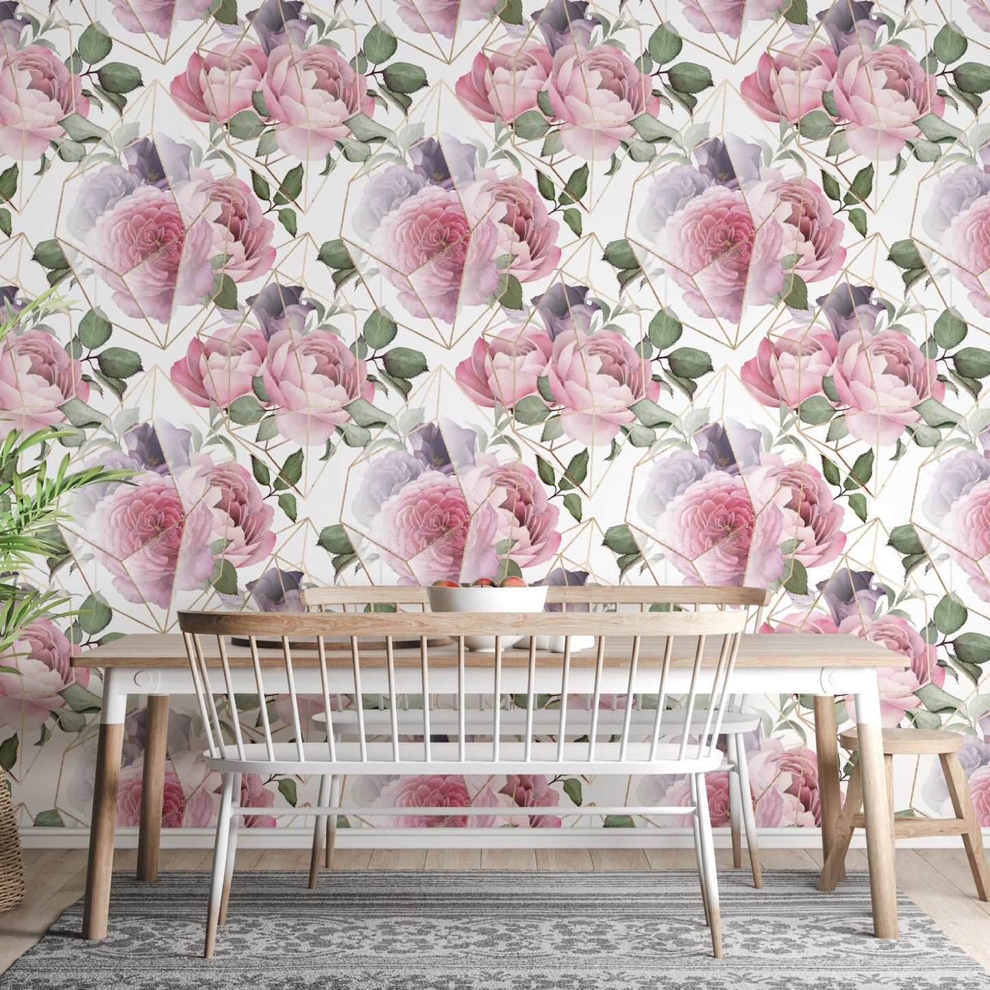 Romantic Rosewater Floral Pattern Wallpaper for modern walls
