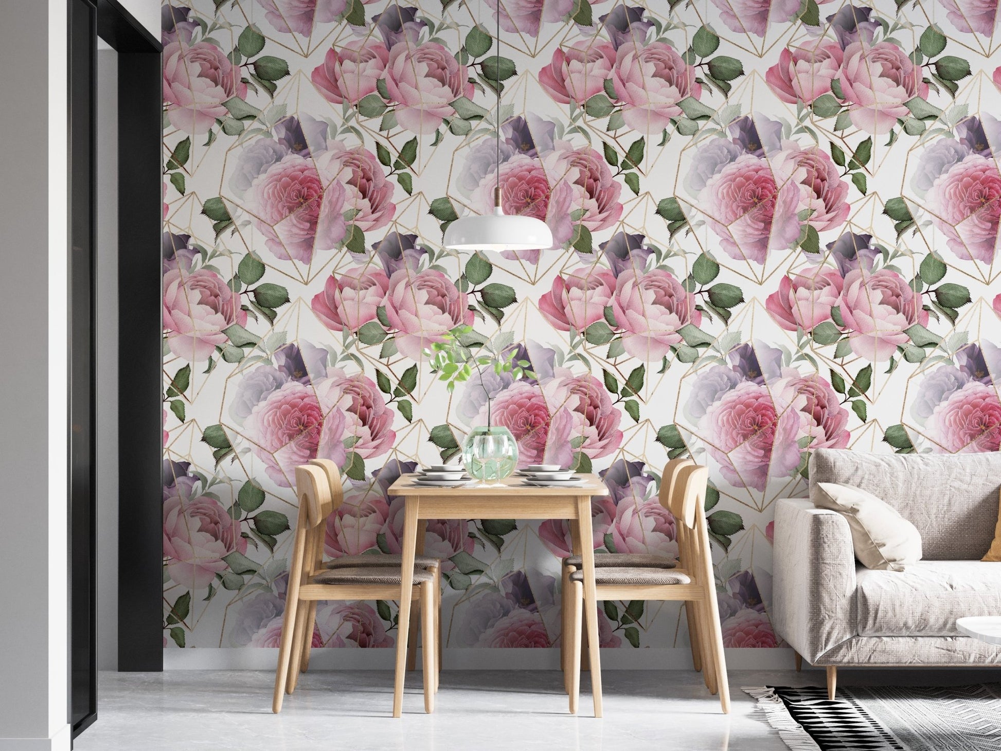 Romantic Rosewater Floral Pattern Wallpaper for walls
