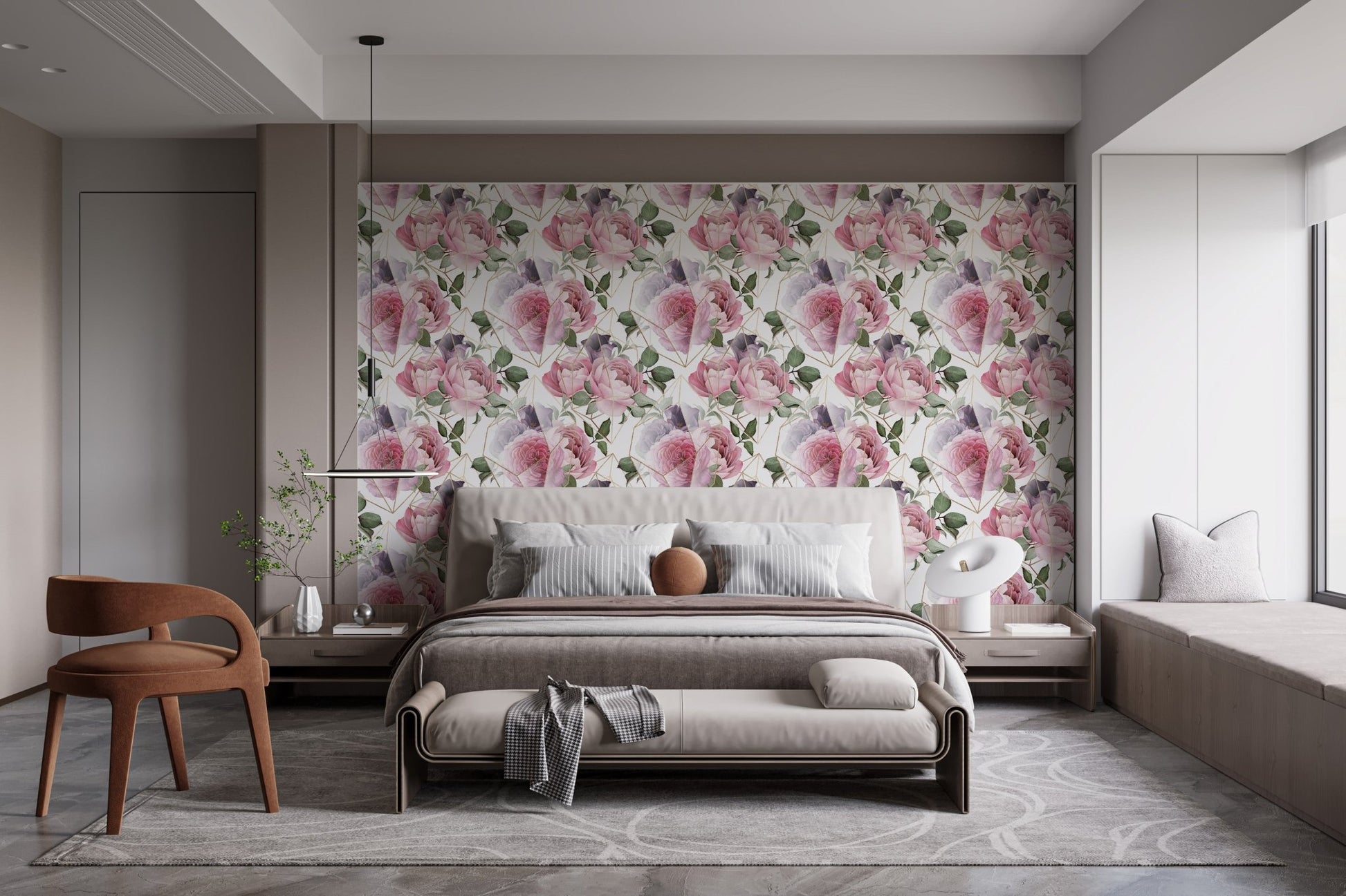 Romantic Rosewater Floral Pattern Wallpaper for a fresh look

