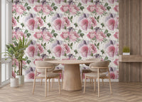 Romantic Rosewater Floral Pattern Wall Mural for spaces
