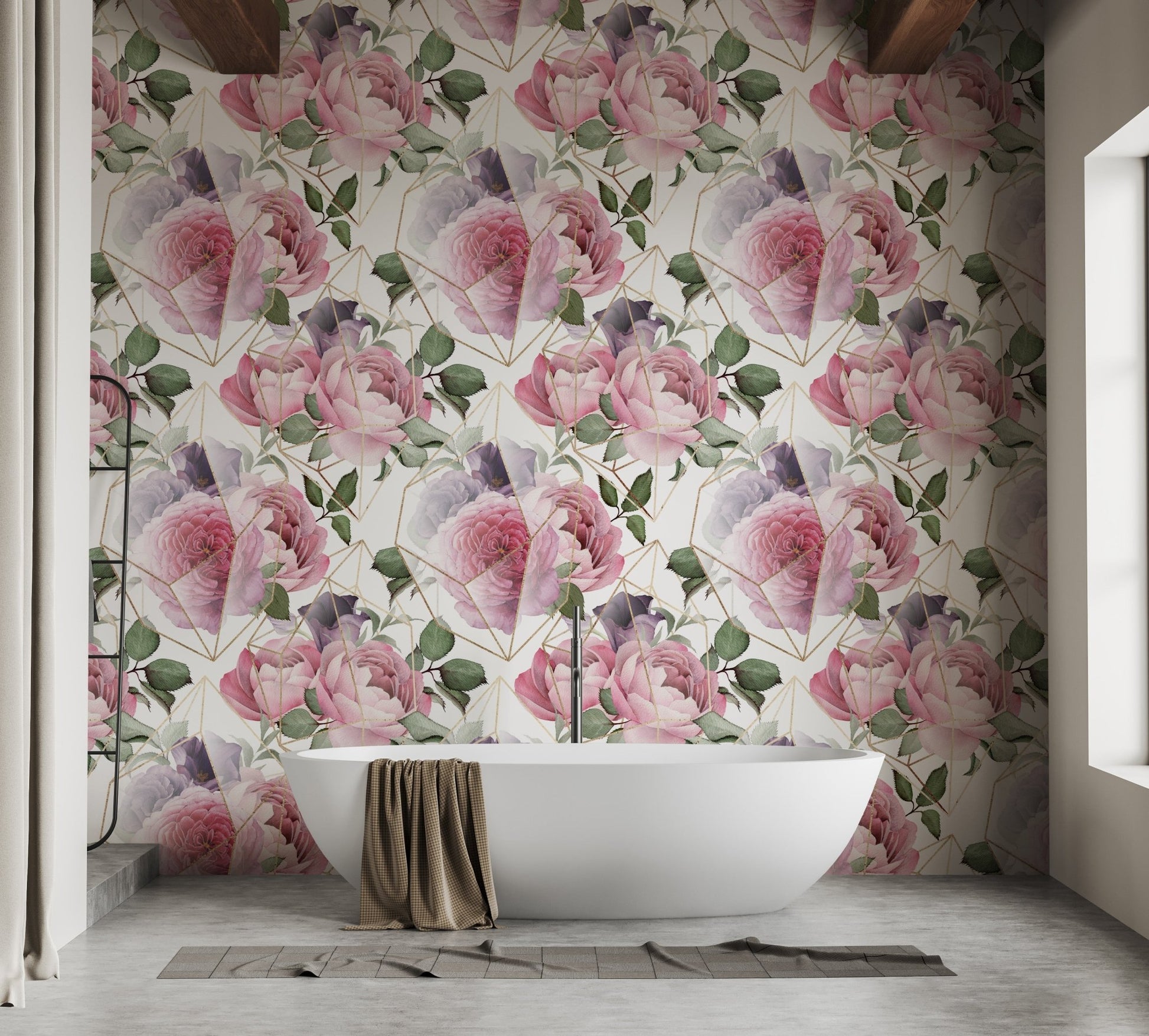 Romantic Rosewater Floral Pattern Wallpaper for home decor
