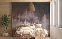 Ethereal rose woodland mural for stylish wall transformations.
