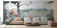 Elephant Artistic Wall Mural in open living space.