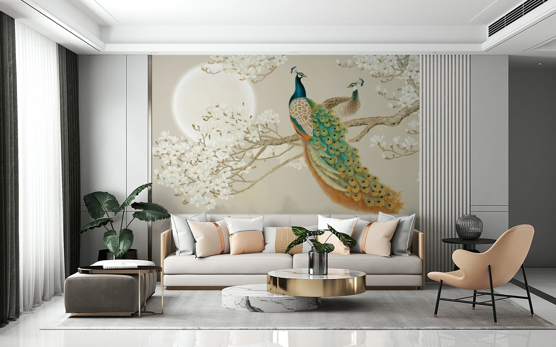 Royal Peacock Wall Mural - Wallanza