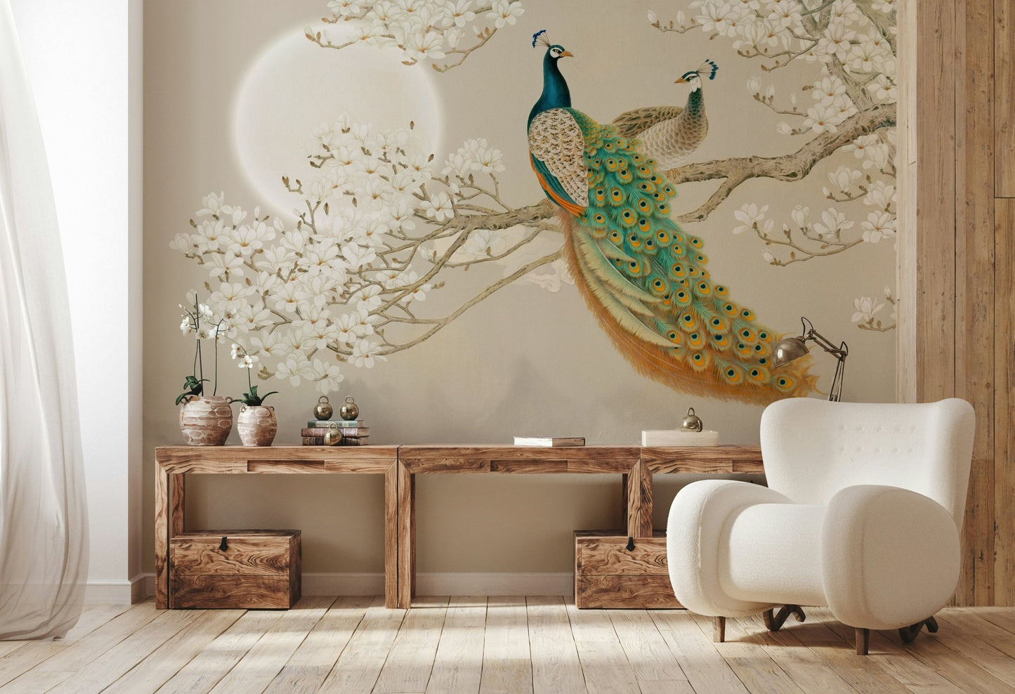 Royal Peacock Wall Mural - Wallanza