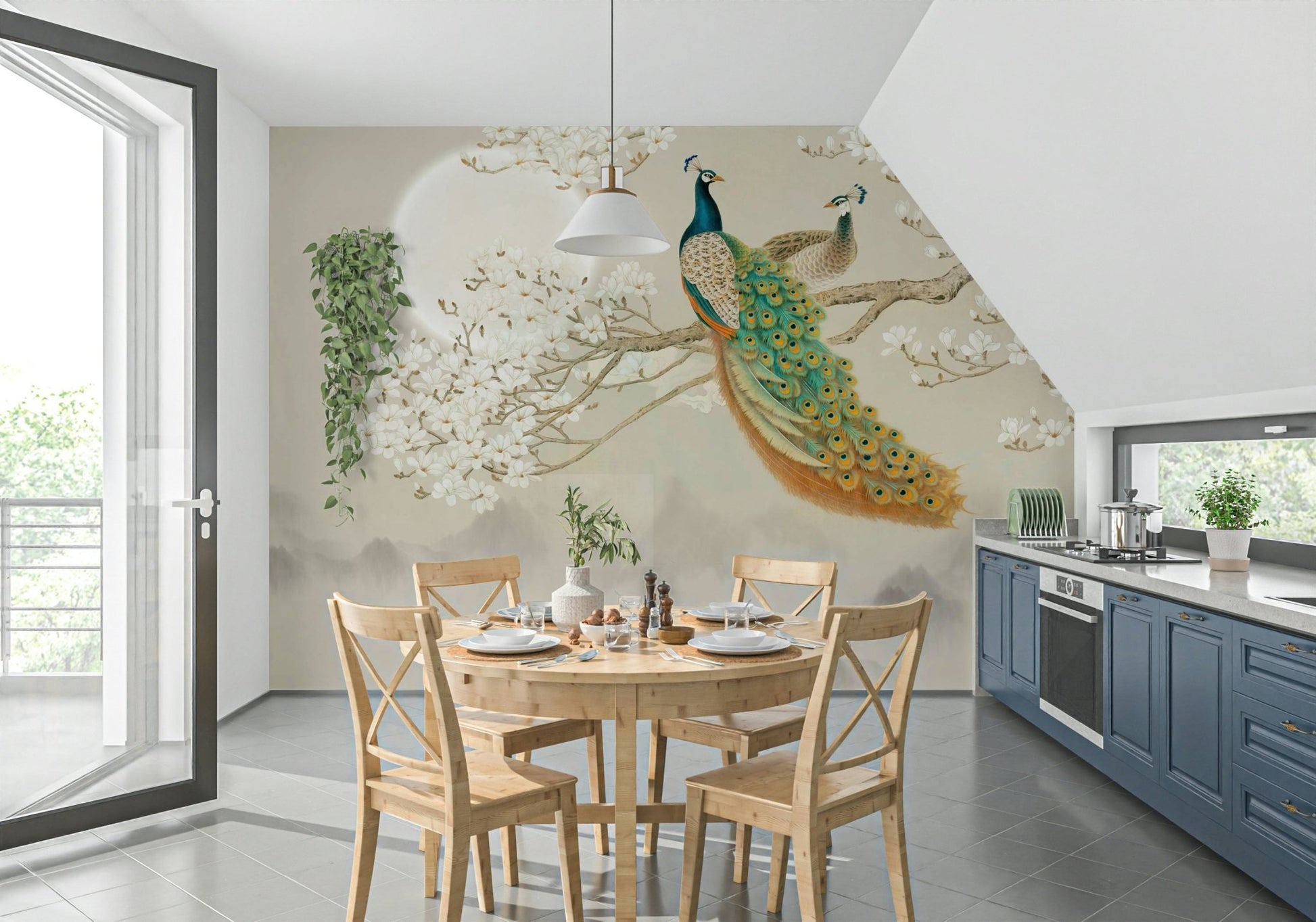 Royal Peacock Wall Mural - Wallanza