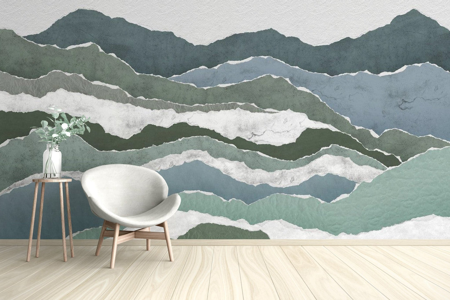 Royal peaks watercolor wallpaper showing jagged ridge lines and paper textures.