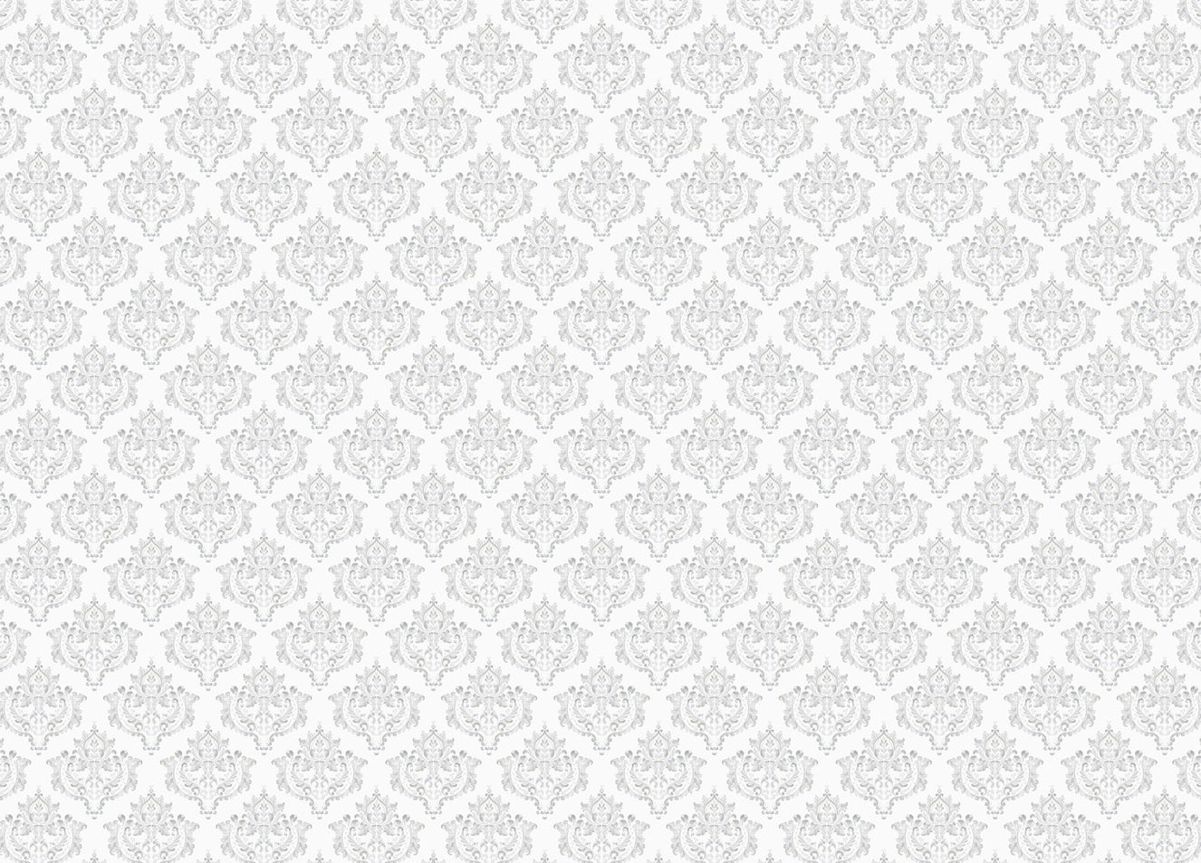 White and Grey Color Damask Repeat Pattern Wallpaper