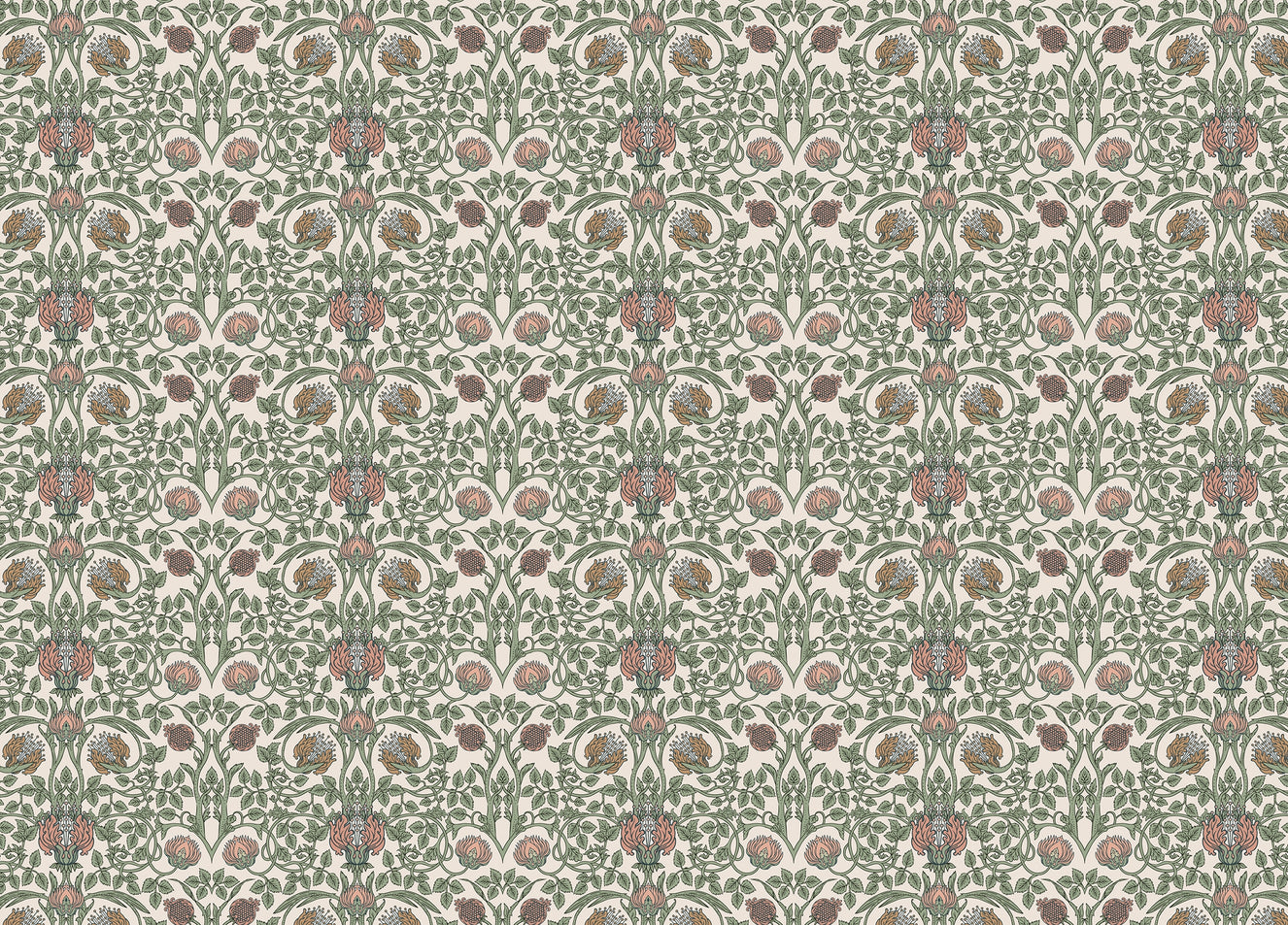 Enchanted Vintage Flower Pattern Retro Wallpaper