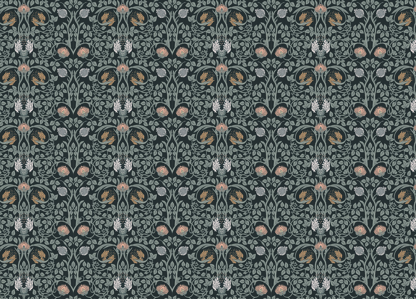 Dark Color Floral Vintage Seamless Pattern Retro Wallpaper