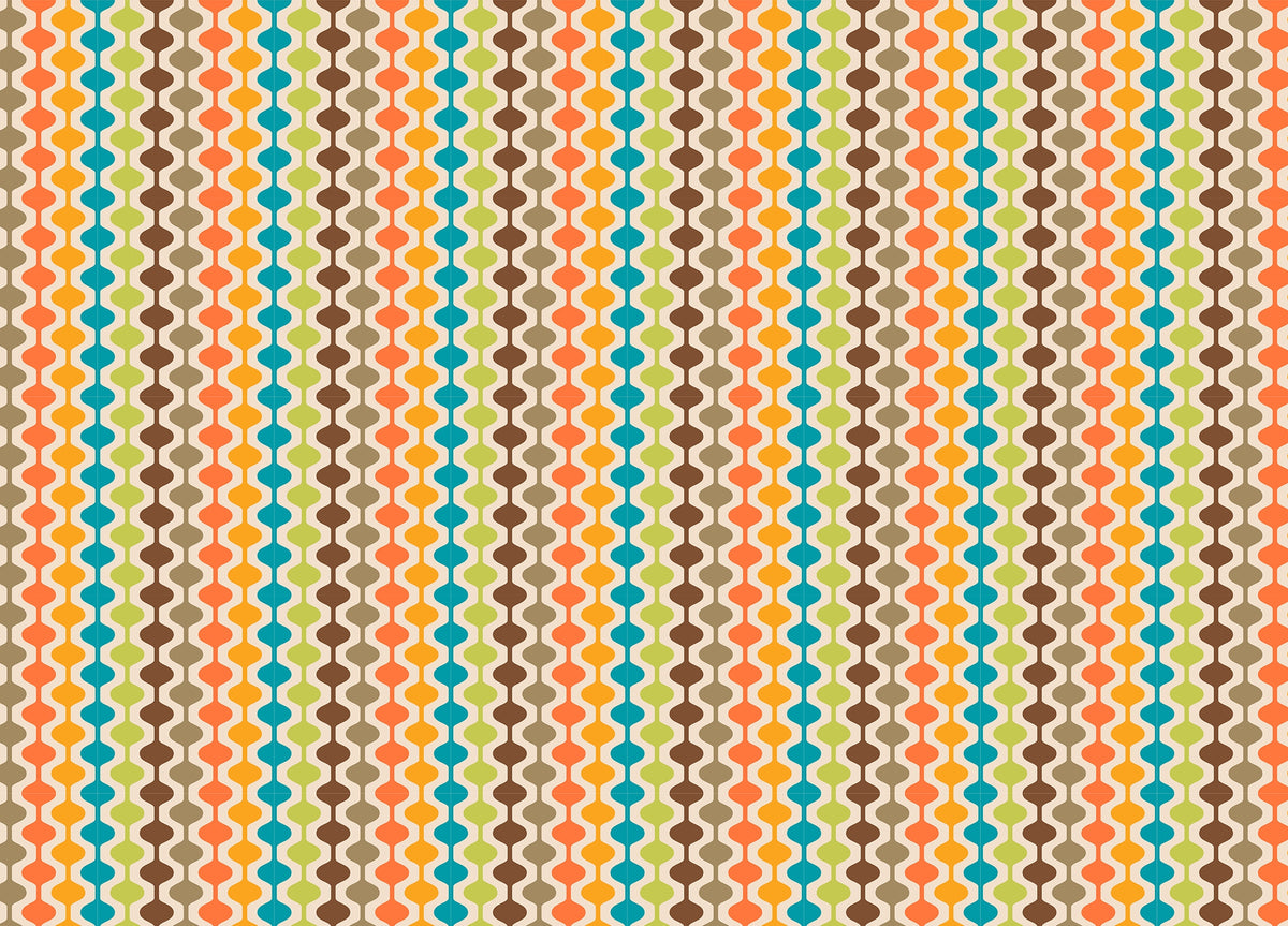 Mid Century Modern Atomic Geometric Retro Wallpaper in your room — zoomed