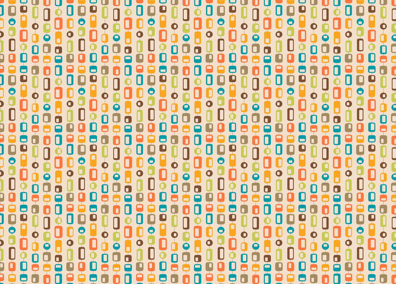 Rectangle and Rounded Mid Century Vintage Wallpaper