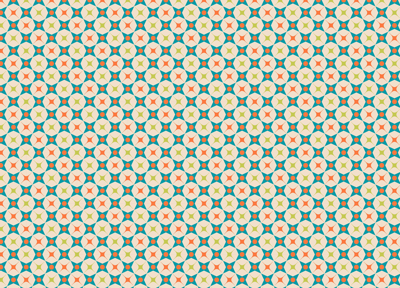 Colorful Star Design Mid Century Retro Vintage Wallpaper