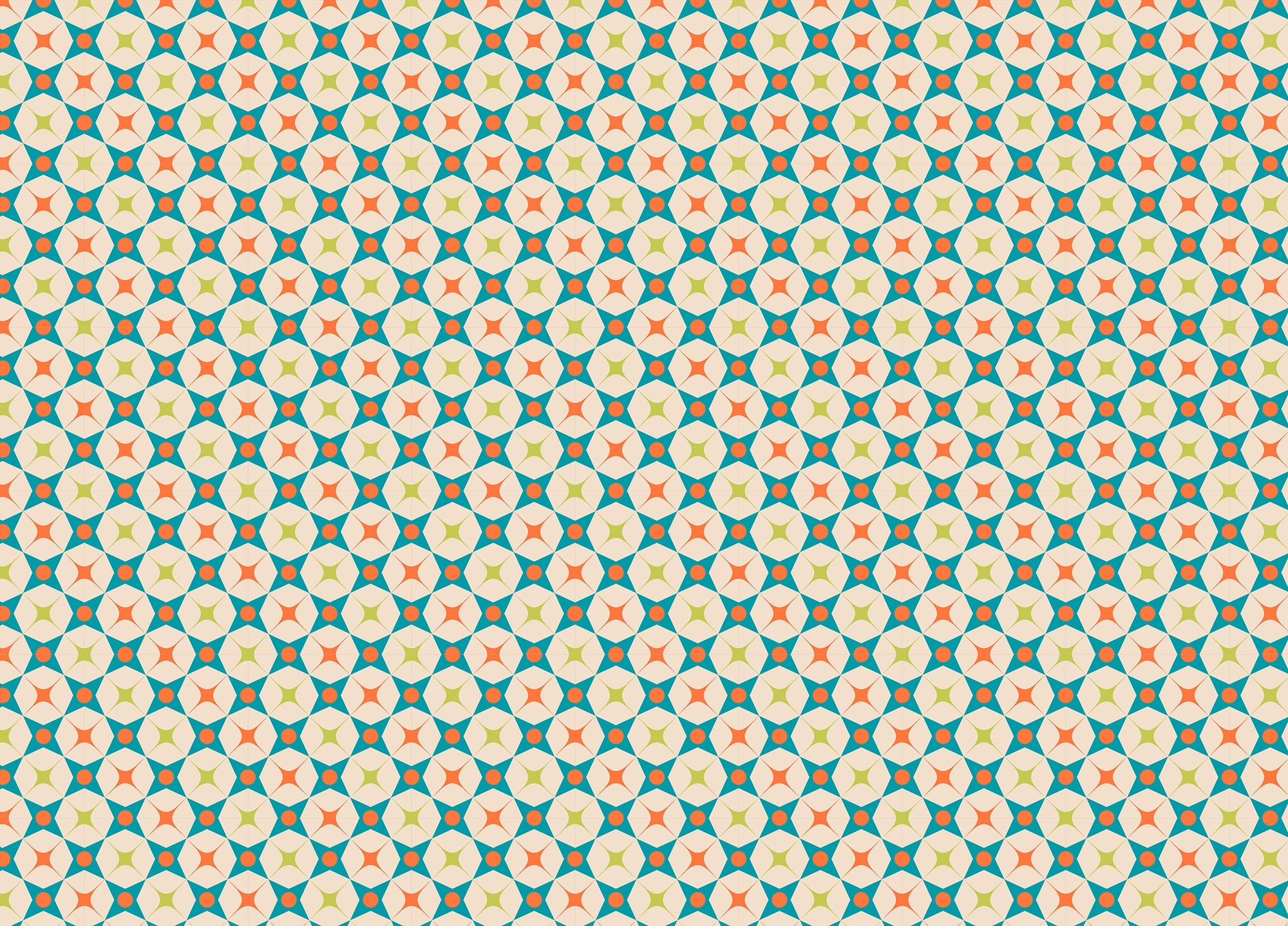 Colorful Star Design Mid Century Retro Vintage Wallpaper