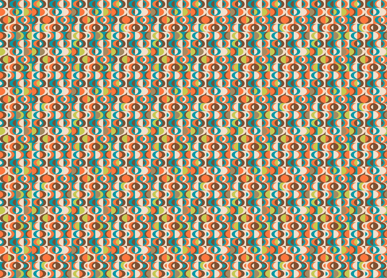 Terracotta Repeat Pattern Mid Century Vintage Wallpaper