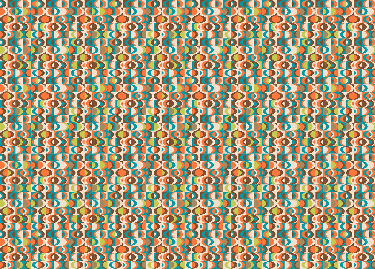 Terracotta Repeat Pattern Mid Century Vintage Wallpaper in your room