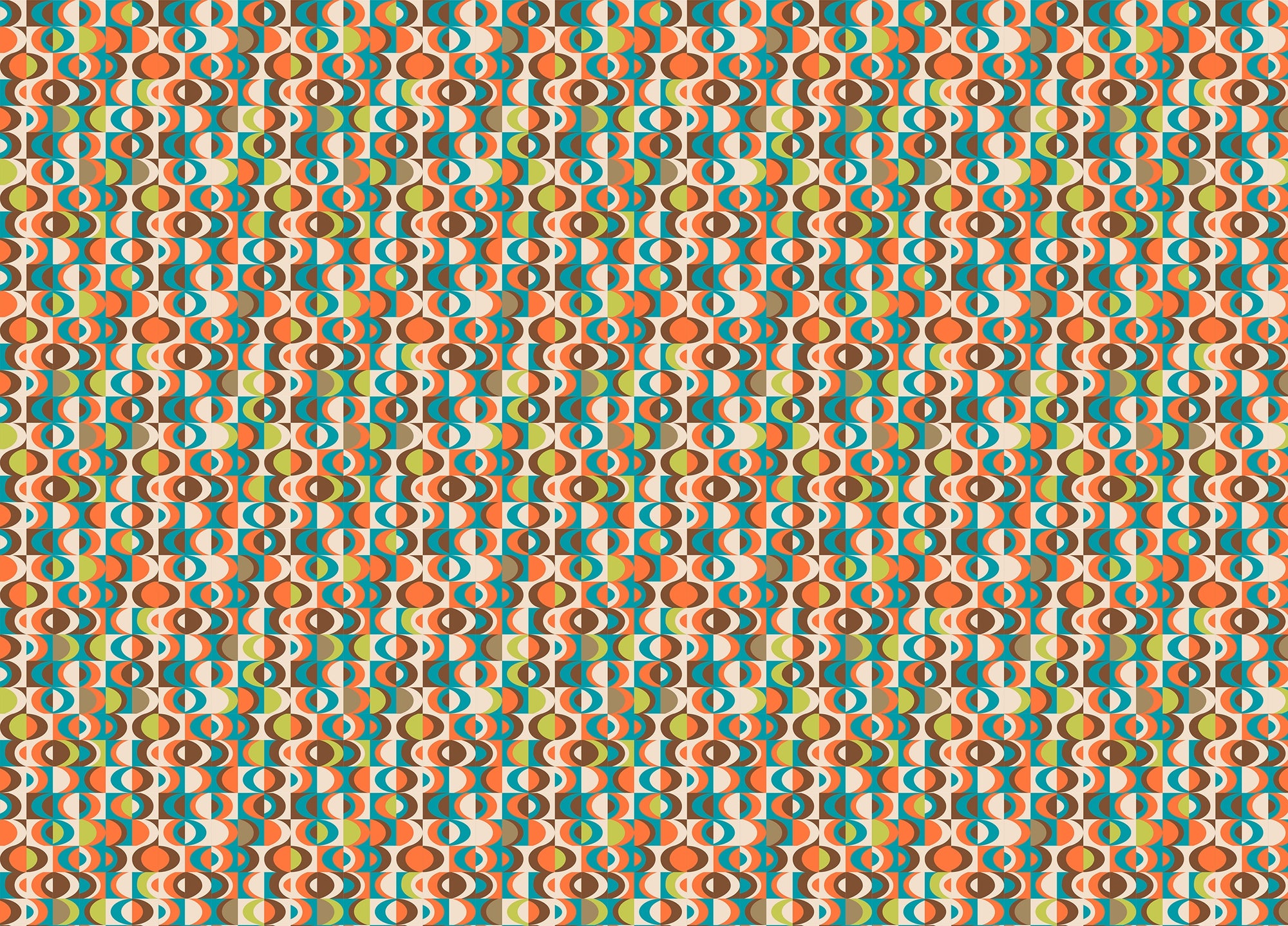 Terracotta Repeat Pattern Mid Century Vintage Wallpaper