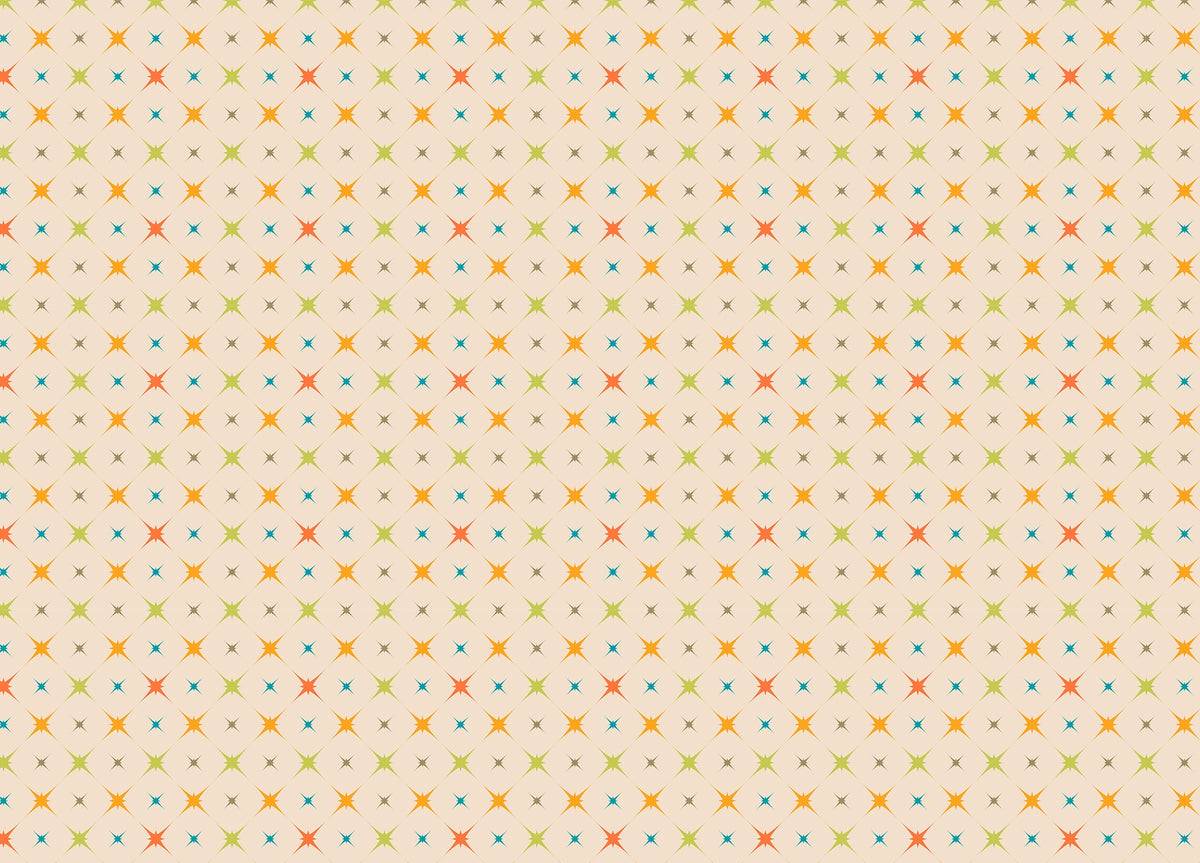 Mid Century Vintage Modern Colorful Atomic Starburst Wallpaper