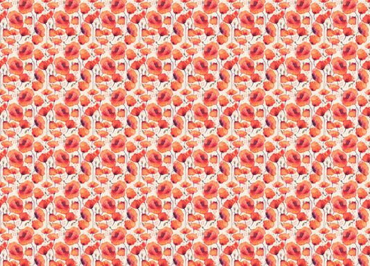 Watercolor Wild Red Poppies Vintage Wallpaper