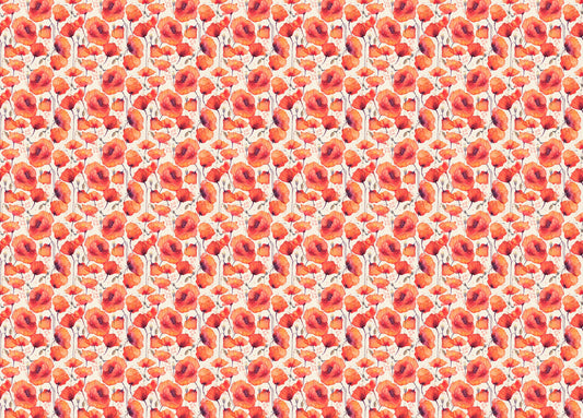 Watercolor Wild Red Poppies Vintage Wallpaper
