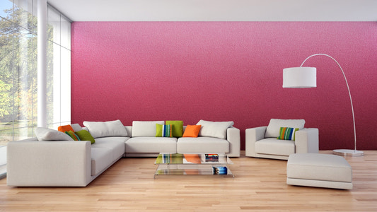 Abstract ruby tone wall mural with soft textured effect.