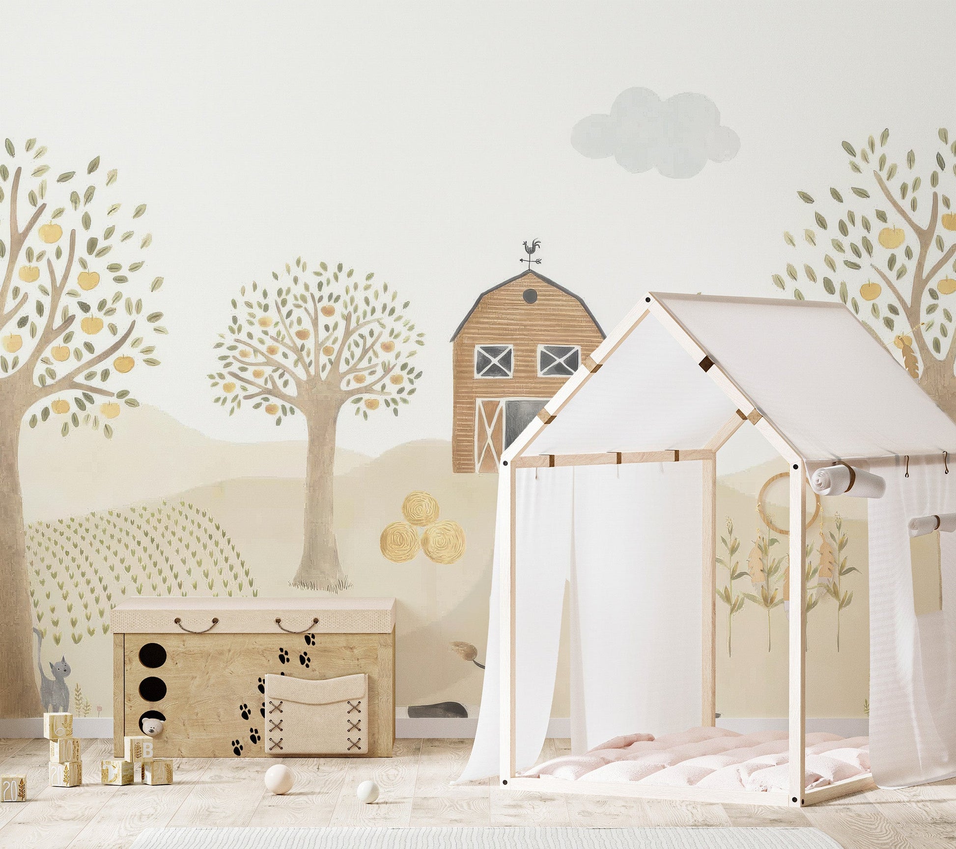 Rustic Farmhouse Kids Wall Mural - Wallanza