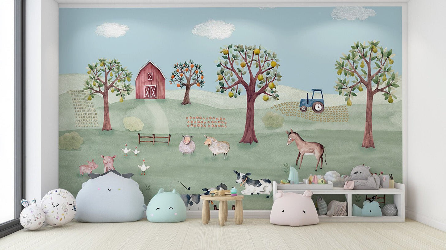 Rustic Farmyard Wall Mural - Wallanza