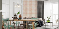 Subtle sienna check motif with organic texture.