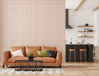 Earth tone minimalist check wallpaper design.
