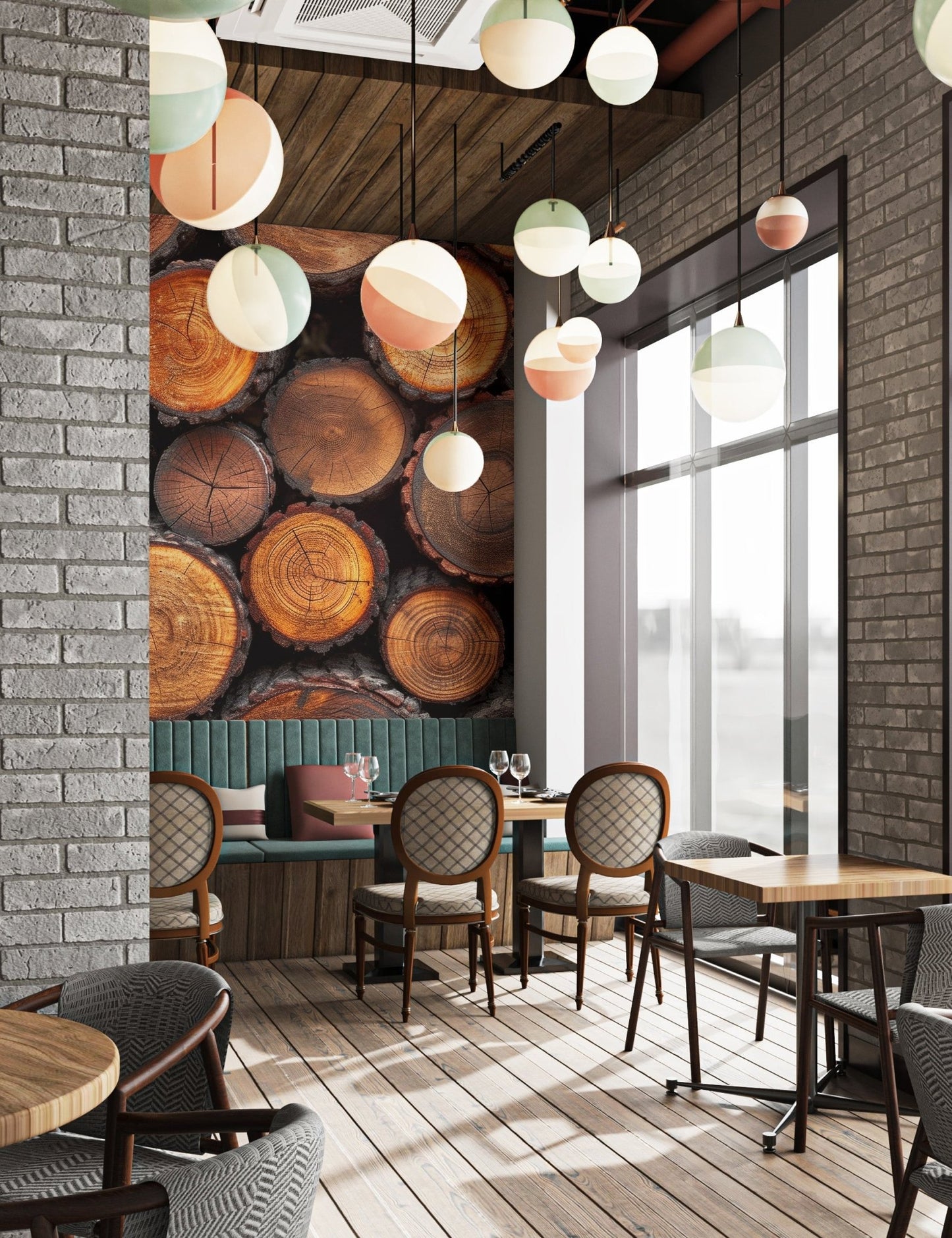 Rustic Stacked Wood Wallpaper - Wallanza