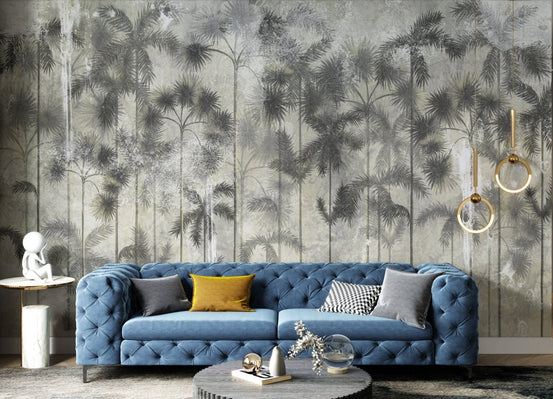 Large scale palm tree mural for spacious interior walls.