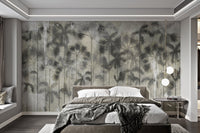 Tall tropical plant wall mural for neutral themed rooms.
