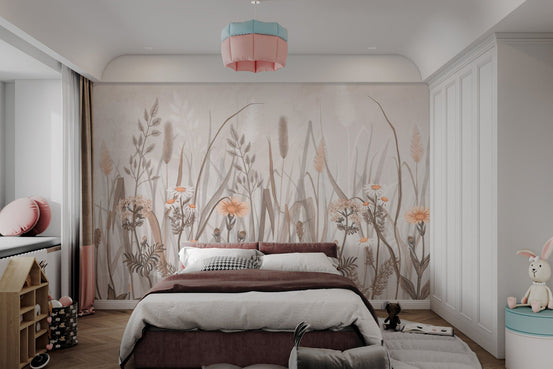 Rustic Wildflower Meadow Wallpaper with vintage floral patterns.