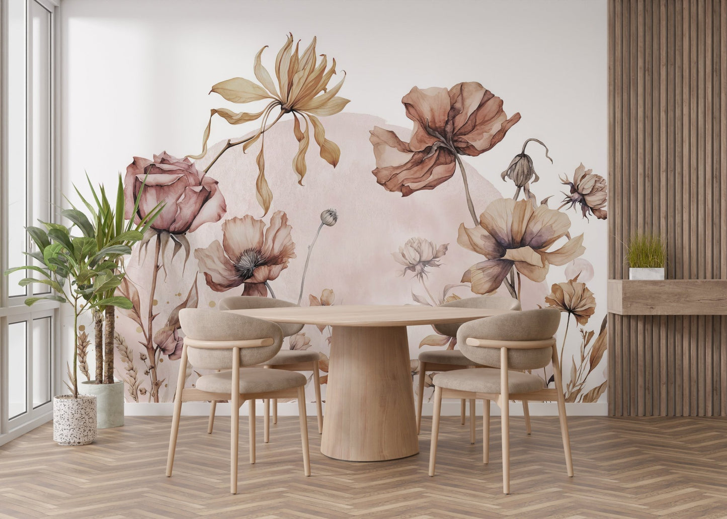 Rustic Wildflowers Wall Mural - Wallanza