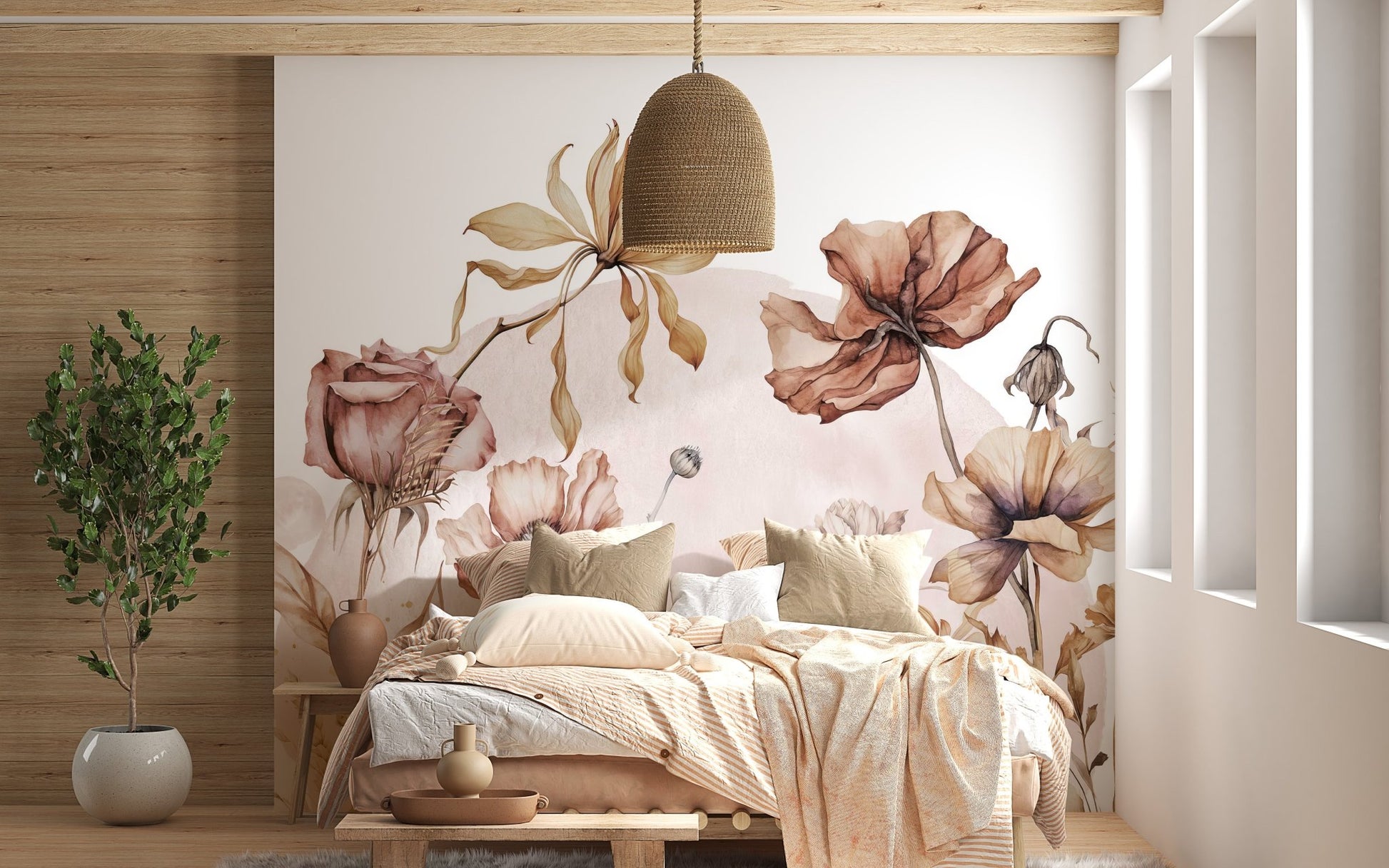 Rustic Wildflowers Wall Mural - Wallanza