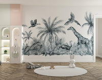 Safari Animals Sketch Wallpaper Mural to brighten walls