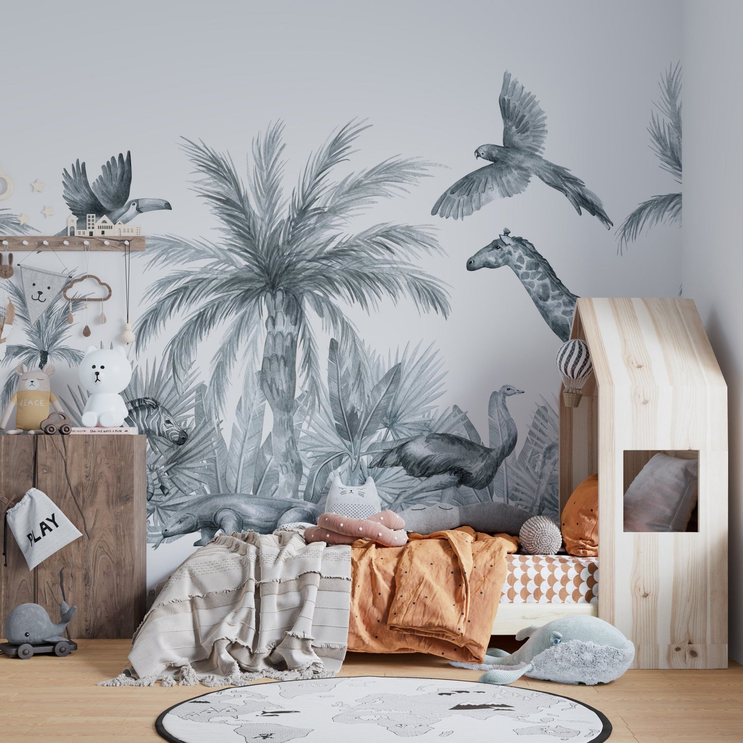 Safari Animals Sketch Wall Mural for a wild touch