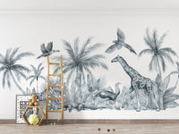 Safari Animals Sketch Wallpaper Mural for bold spaces
