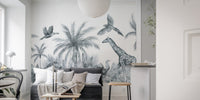 Safari Animals Sketch Wall Mural for adventurous decor