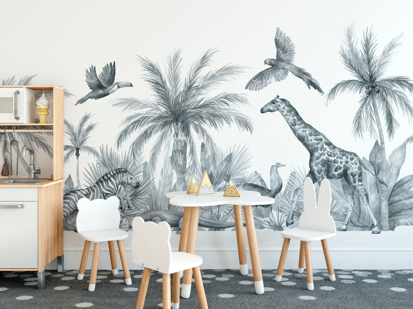 Safari Animals Sketch Wall Mural for modern decor