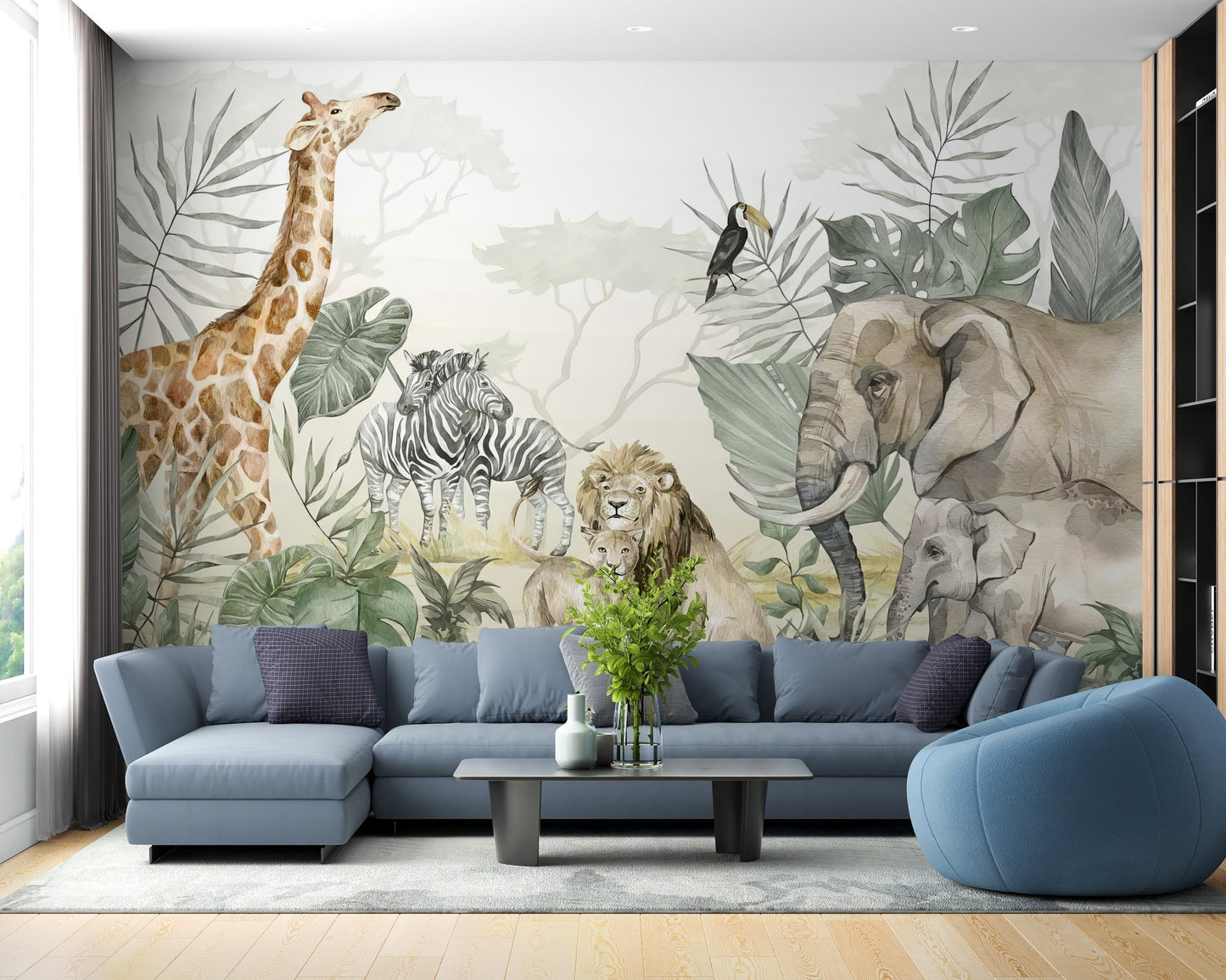Safari Animals Wall Mural - Wallanza