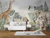 Safari Animals Wall Mural - Wallanza