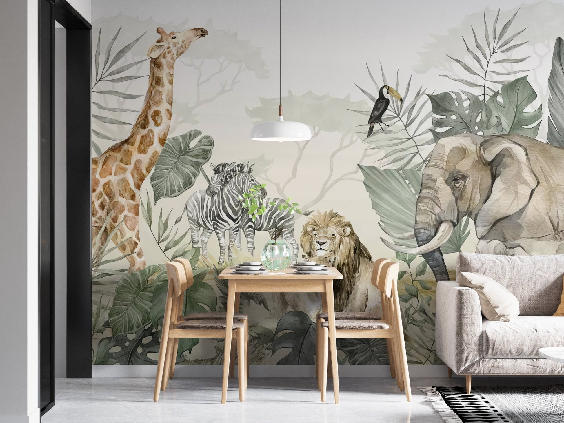 Safari Animals Wall Mural - Wallanza