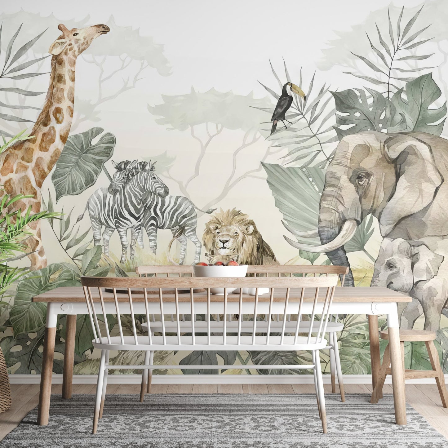 Safari Animals Wall Mural - Wallanza