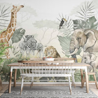 Safari Animals Wall Mural - Wallanza