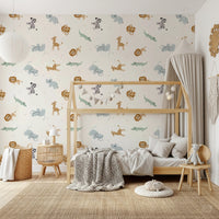 Playful safari animal pattern for kids room decor